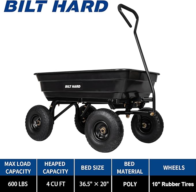 BILT HARD 600 lbs Poly Garden Dump Cart - Image 2