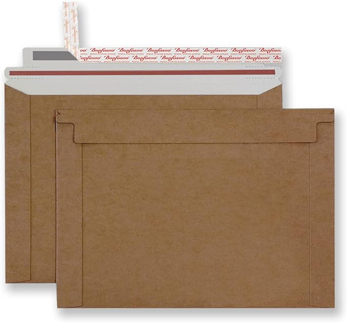 Rigid Mailers 30 Pack 9.5 x 12.5 inches Brown Self Seal Stay Flat Bulk by Bonfasvo