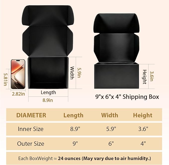 9x6x4 inches Shipping Boxes Set of 25, Small Corrugated Cardboard Box, - Image 3