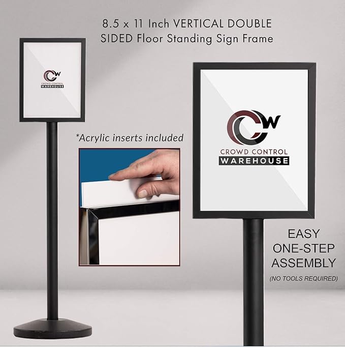 Crowd Control Warehouse Pedestal Standing Floor Sign Frame - Image 2