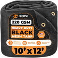 Xpose Safety Heavy Duty Mesh Tarp – 10’ x 12’ Multipurpose Black Protective Cover with Air Flow - Use for Tie Downs, Shade, Fences, Canopies, Dump Trucks – Tear Resistant by XposeSafety