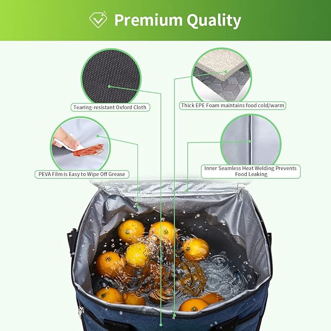 Iknoe Large Cooler Bag Collapsible 24 Can Insulated Bags Leakproof Lunch Cooler - Image 4