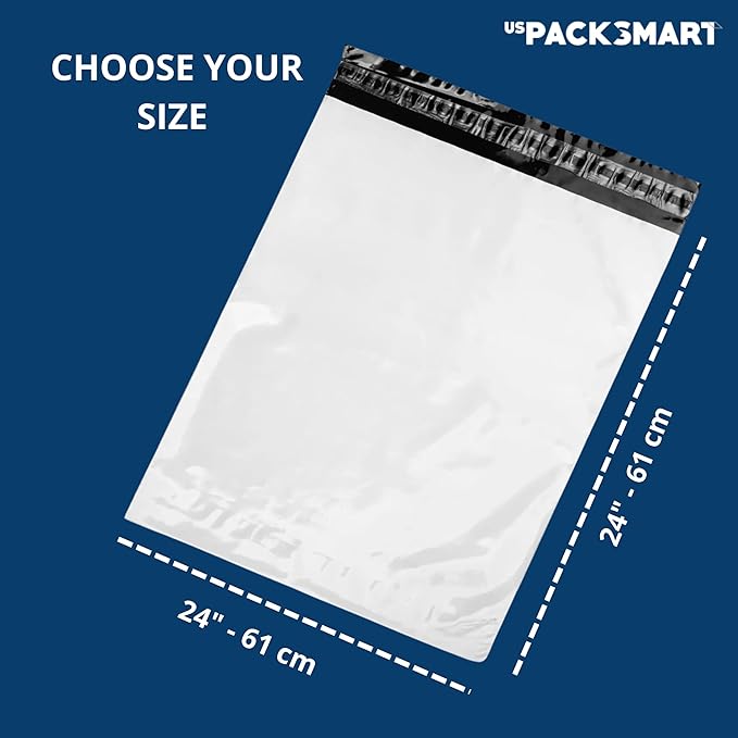 White Plastic Poly Mailers 24"x24" | Shipping Bags - Image 3