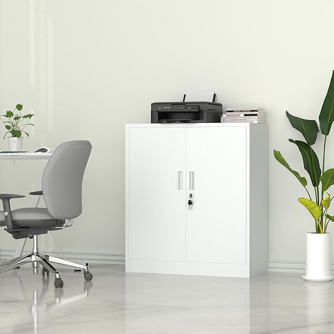 Metal Storage Cabinet with Locking Doors and 2 Adjustable Shelves, Small - Image 10