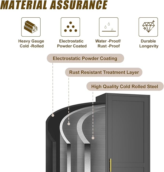 Metal Locker Cabinet, 19.7’’W Narrow Lockable Single File Storage Cabinet - Image 5