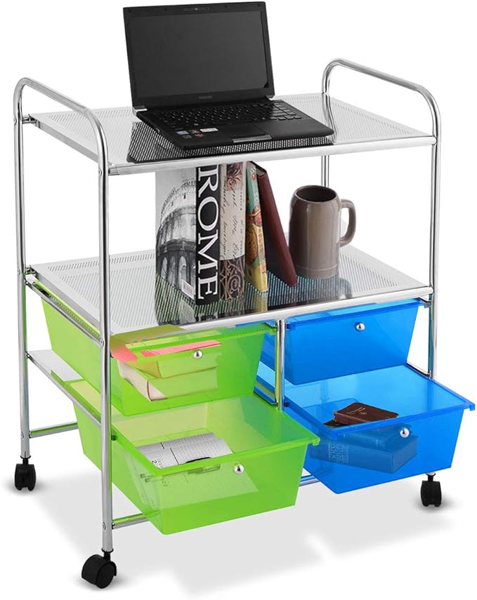 Giantex Rolling Storage Cart w/ 4 Drawers 2 Shelves Metal Rack Shelf Home - Image 4