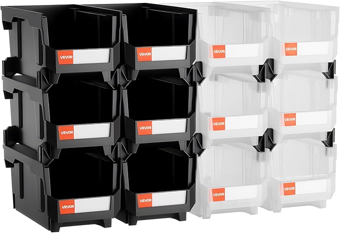 VEVOR Plastic Stackable Storage Bins, 14.8 x 8.5 x 7.1 inch, Plastic Containers - Image 9
