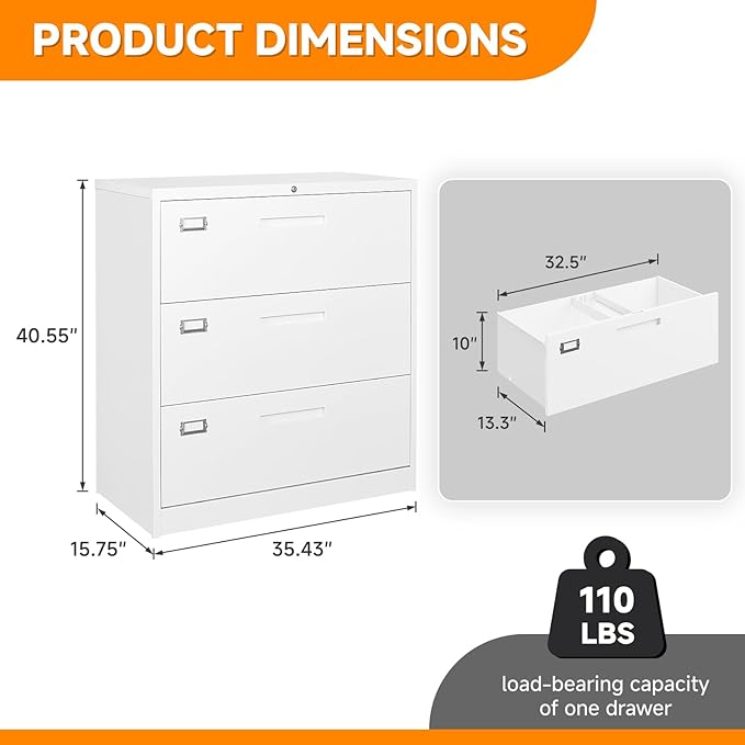 Lateral File Cabinet, Metal Filing Cabinet - Image 3