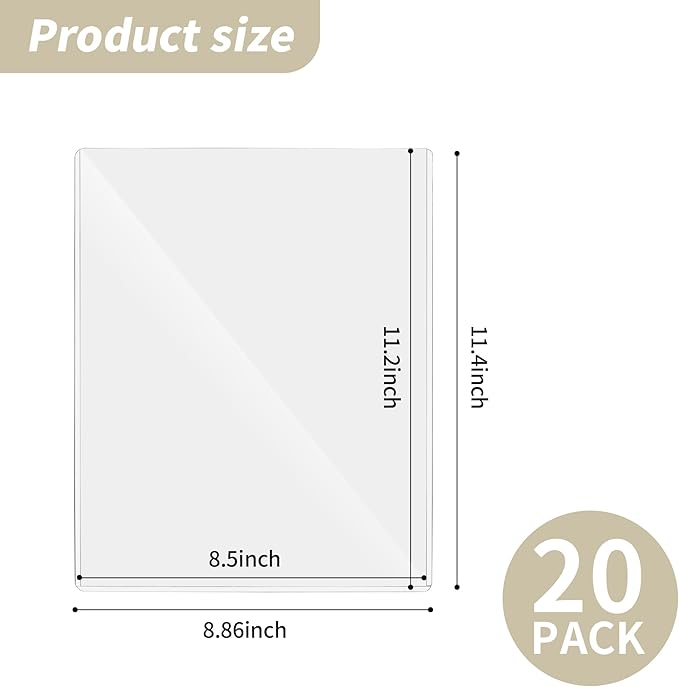 20 Pack 8.5" x 11" Hard Plastics Sheet Protector, Rigid Print Protector - Image 2
