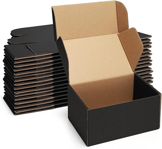 Shipping Boxes 6x4x3 inches Black Small Mailing Boxes 25 Pack Cardboard by POEVER