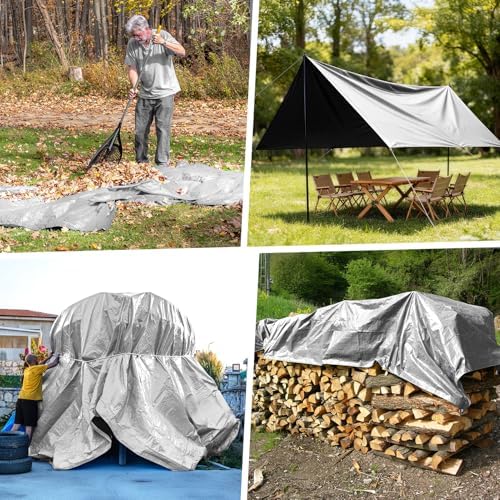 Winpull Heavy Duty Tarp 14 Mil Tarp Waterproof Silver 12x20 FT, UV Resistant Poly Tarp with Reinforced Grommets for Camping, Boat Cover, Patio Furniture, Roof, Firewood Pile - Image 7