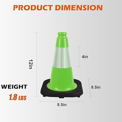 6 Pack 12 Inch Green Traffic Cones - Image 2