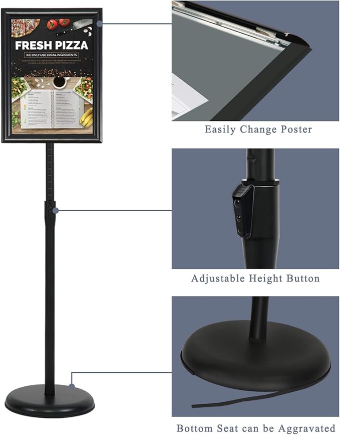 8.5 x 11 Inch Adjustable Pedestal Sign Poster Stand, Heavy Duty Floor Standing - Image 4