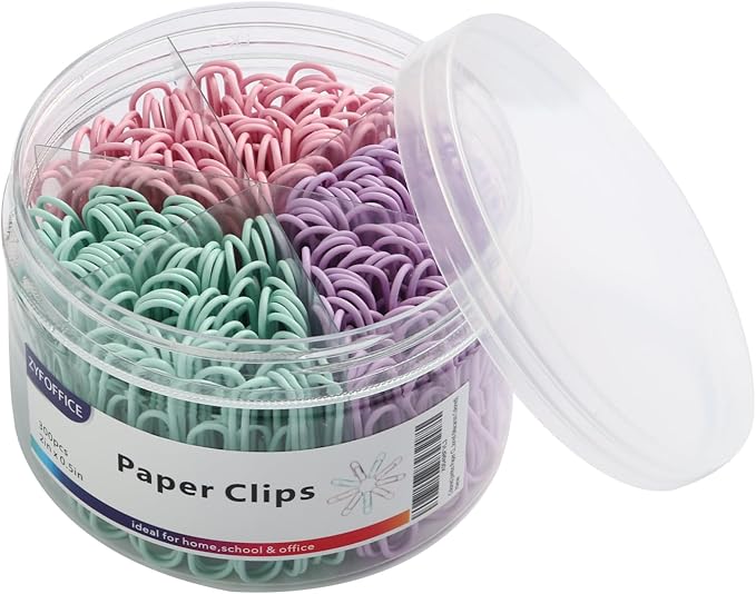 Pastel Jumbo Paper Clips, School and Office Use by ZYFOFFICE