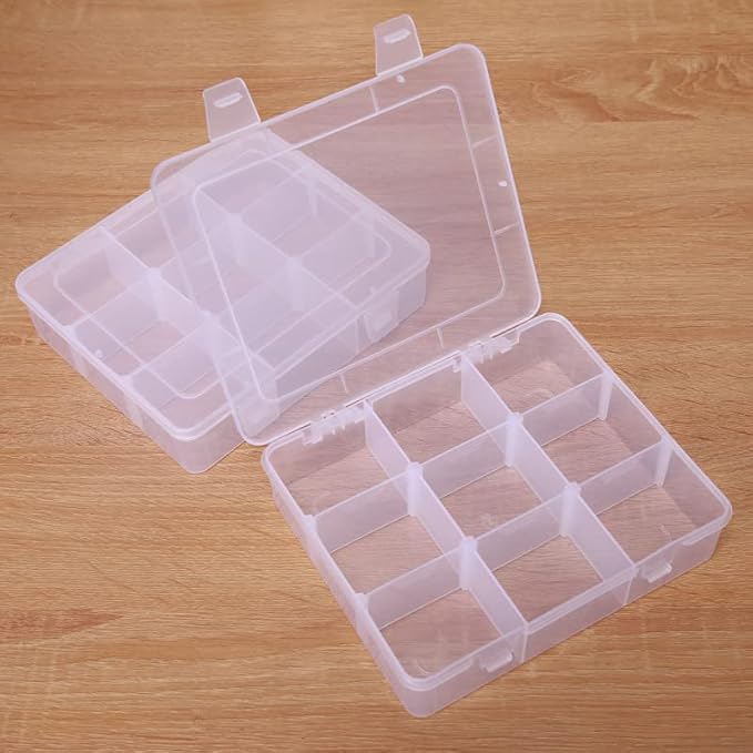2 Pcs 9 Grids Clear Organizer Box Plastic Storage Container - Image 5