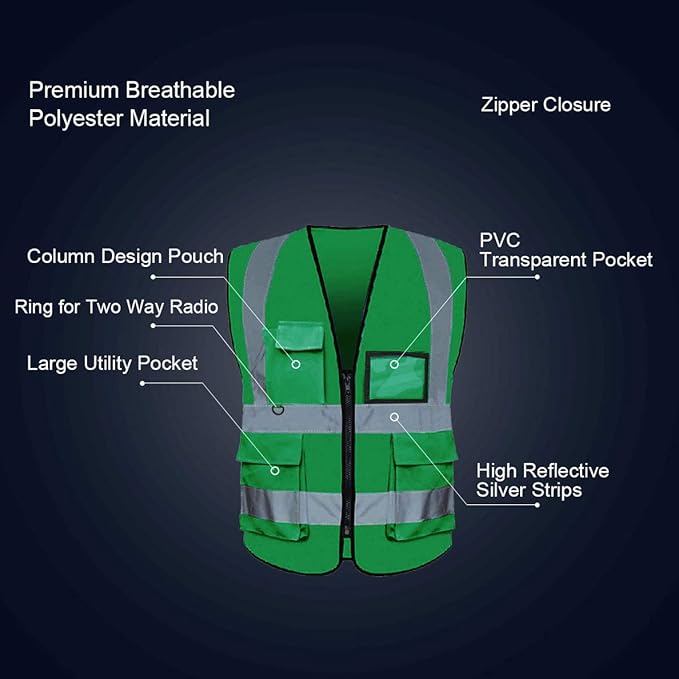 BeautyWill Custom Safety Vest Logo Class 2 High Visibility Reflevtive Vest - Image 5
