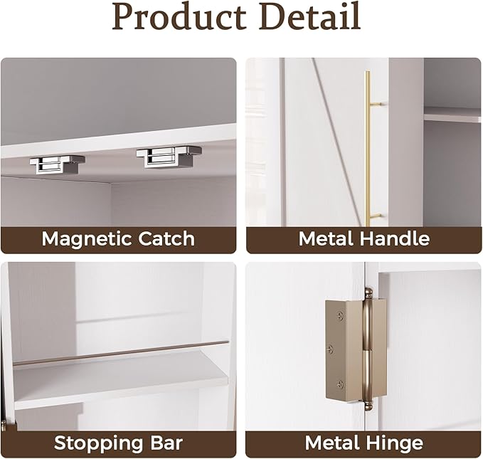 65" H Arched Kitchen Pantry Cabinet, Modern Farmhouse Storage Cupboard - Image 5