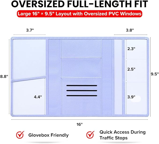 LINTRU Car Registration and Insurance Holder Trifold, Oversized Fit - Image 2