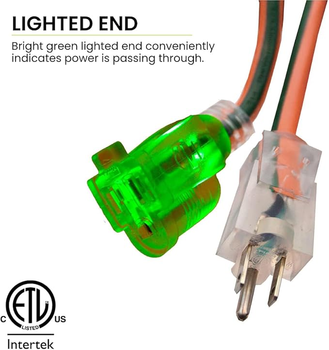 Go Green Power Inc. 12/3 SJTW Outdoor Extension Cord, Lighted End, 100 ft - Image 3