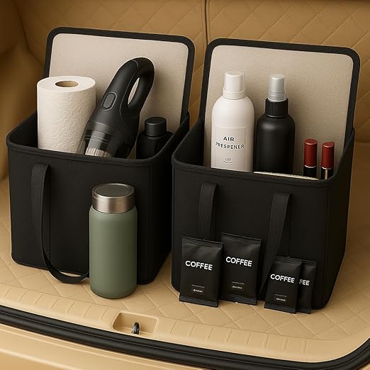 2Pk Trunk Organizer for Car Insulated Reusable Grocery Bags, Collapsible Cooler - Image 2