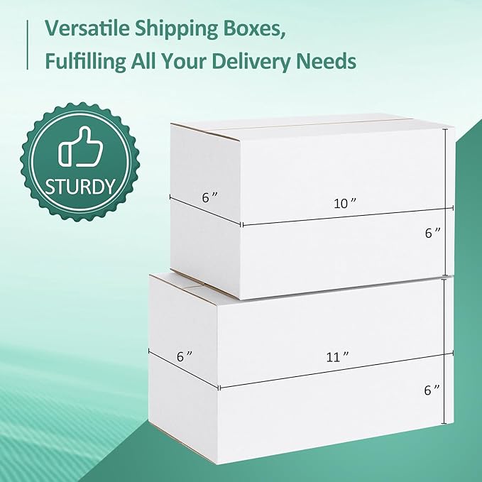 Eupako 10x6x6-Small-Shipping-Boxes-30-Pack-White-Corrugated-Box-Mailers - Image 4
