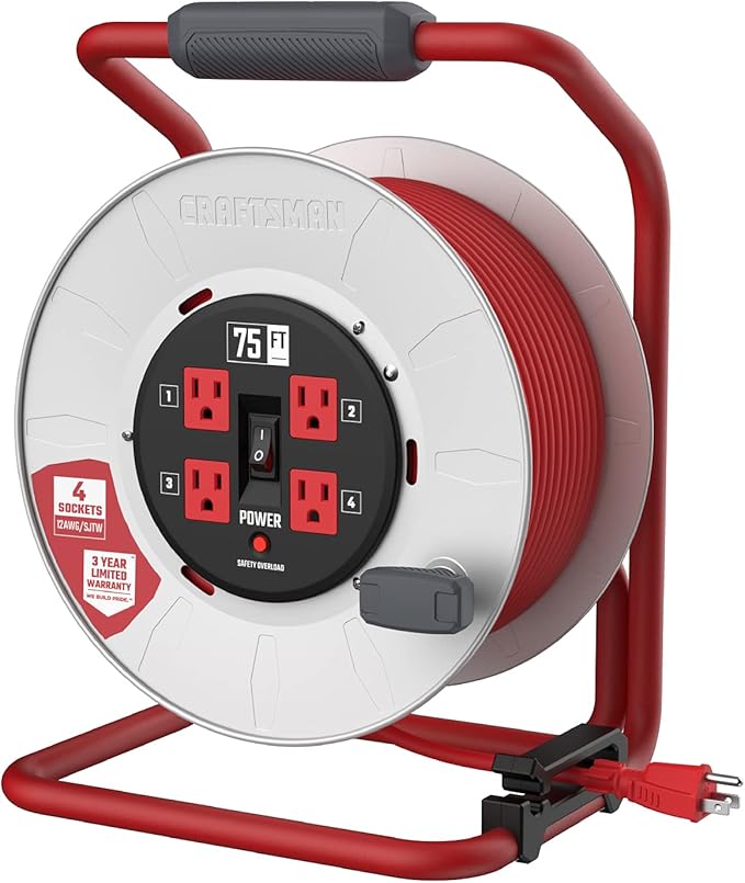 CRAFTSMAN 75 Ft. Contractor Retractable Extension Cord Reel by CRAFTSMAN