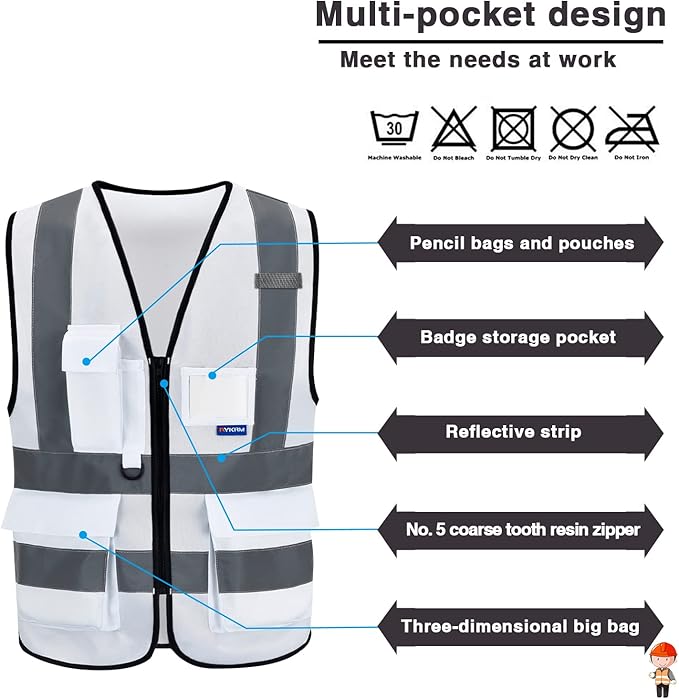 A-SAFETY Hi Reflective Safety Vest, Hi Vis Bright Neon Colors Safety Vest - Image 3