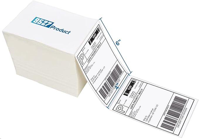 9527 Product Fanfold 4 x 6 Direct Thermal Labels White Perforated Shipping - Image 2