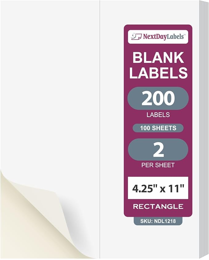 NextDayLabels – 4-1/4" x 11" Rectangular Sticker Labels by NextDayLabels