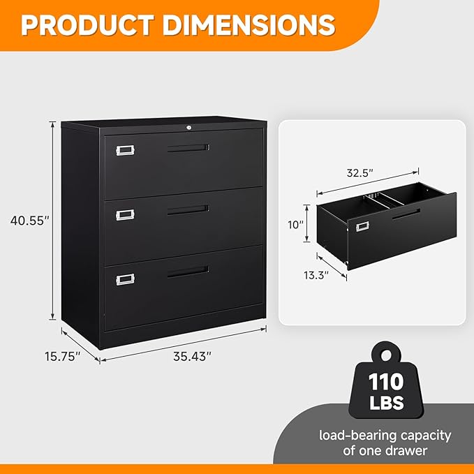 Lateral File Cabinet, Metal Filing Cabinet - Image 3