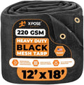 Xpose Safety Heavy Duty Mesh Tarp – 12’ x 18’ Multipurpose Black Protective Cover with Air Flow - Use for Tie Downs, Shade, Fences, Canopies, Dump Trucks – Tear Resistant by XposeSafety