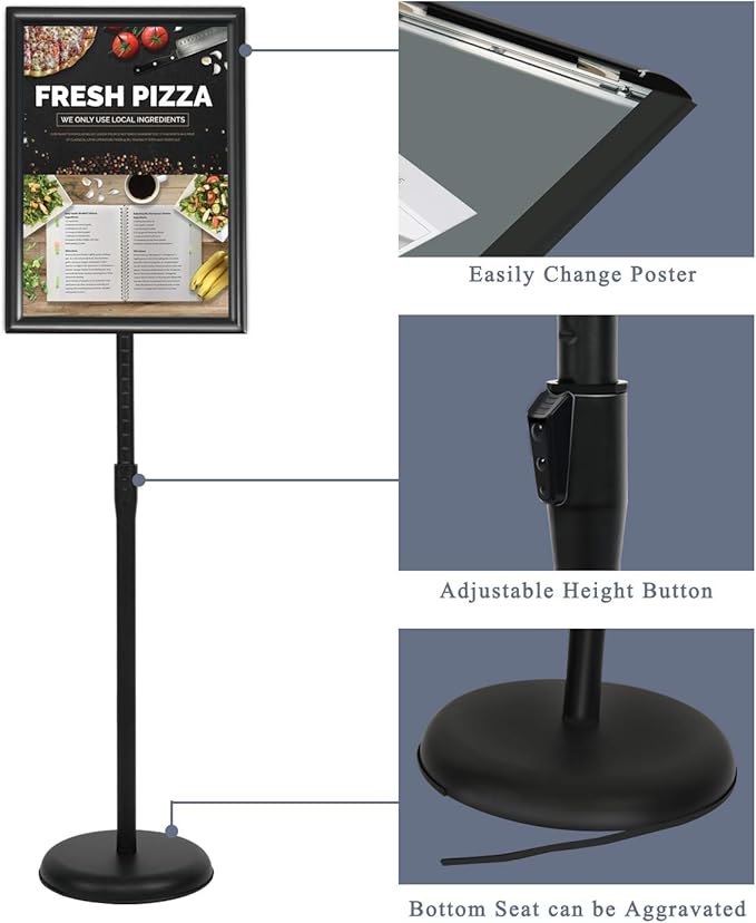 11 x 17 Inch Adjustable Pedestal Sign Holder Poster Stand, Heavy Duty Floor - Image 4
