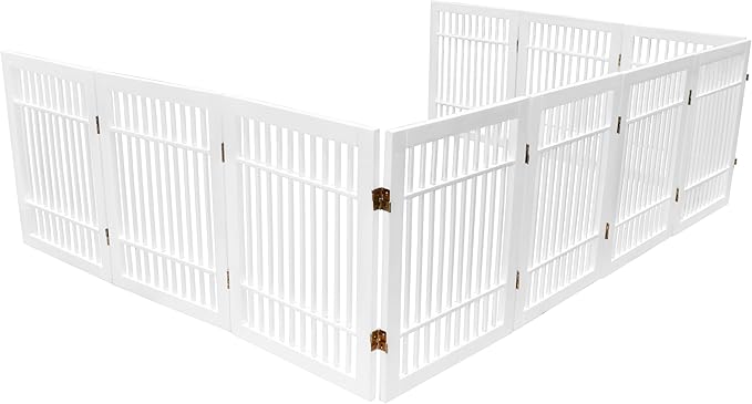 Pet Dog Gate Strong and Durable Freestanding Folding Acacia Hardwood Portable - Image 8