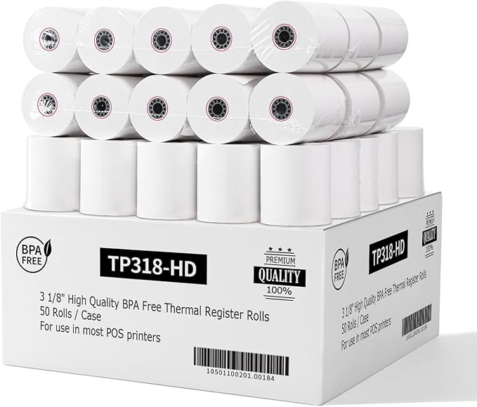 3 1/8 Thermal Paper Receipt Rolls 55 GSM Premium Quality, BPA Free Receipt by PonyPackaging