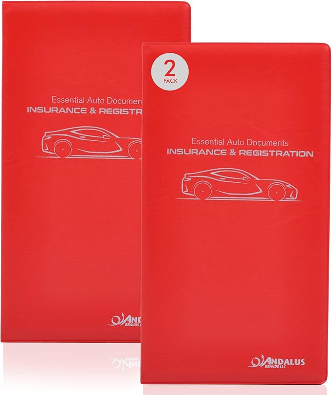 Andalus Auto Registration & Insurance Card Holder Pack of 2, Waterproof by AndalusBrand