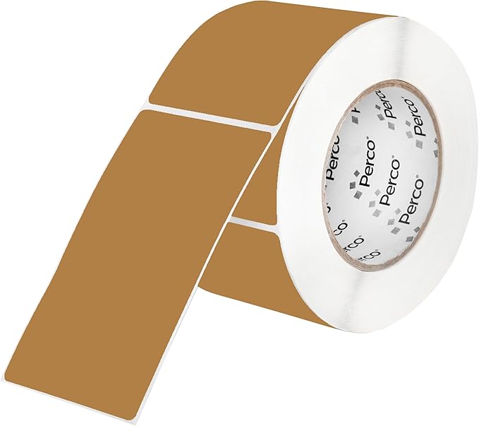 Perco Kraft Brown 3x5 Inch Perforated Sticker Labels — 150 Stickers/Roll — by Perco