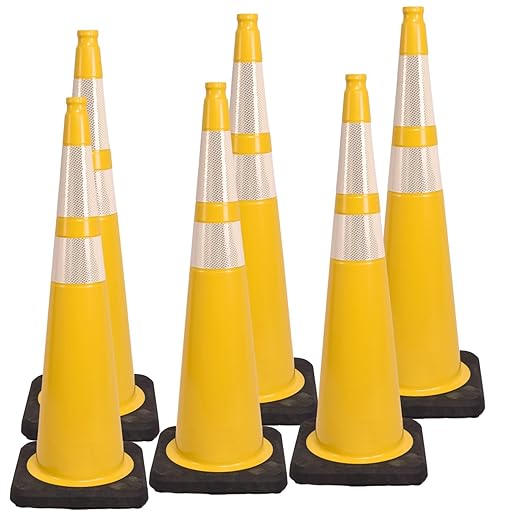 BESEA 6Pack 36” inch Traffic Cones Yellow Road Parking Cones Construction by BeSea
