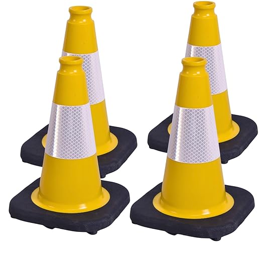 BESEA 4Pack 12 Inch Yellow Traffic Cones by BeSea