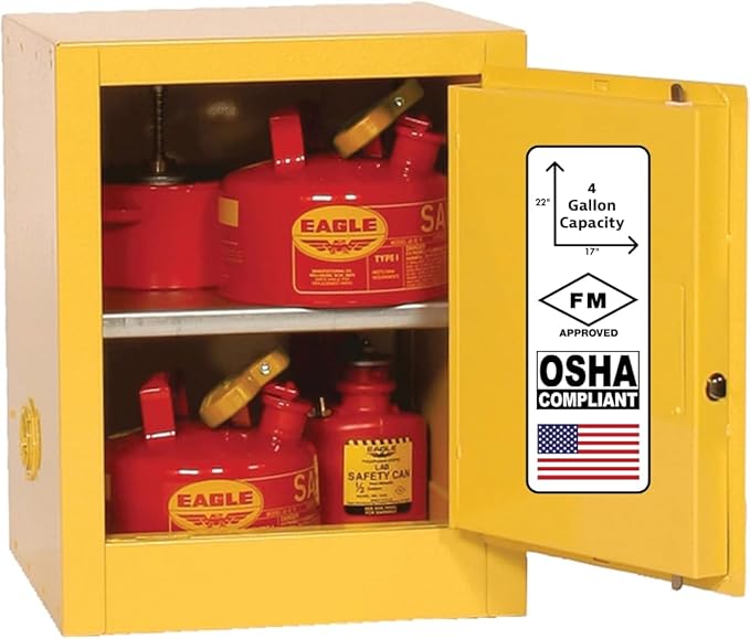Eagle American Made 4 Gallon F﻿lammable Liquid Storage Cabinet, Self-Close by Eagle