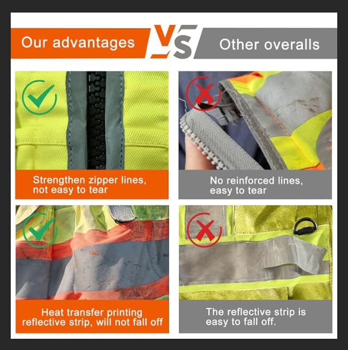 AYKRM Heavy Woven cotton High Vis Reflective work construction safety vest - Image 3