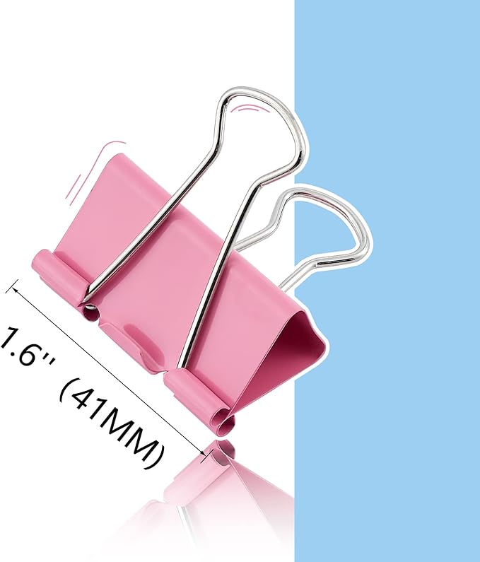 Binder Clips 24 PCS, 1.6 in. Clips Office Supplies, Metal Clips, Binder Clip - Image 2