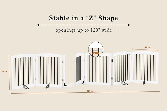 Freestanding Pet Gates with Walk Through Door, Dog Indoor Fence, Dog Gate - Image 6