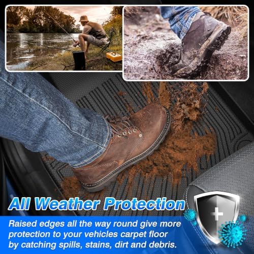 Santa Fe Floor Mats - Car Mats for Hyundai Santa Fe Gas 2021-2023(Not for Hybrid), All Weather Floor Mats and Cargo Liner for Santa Fe Accessories, Heavy Duty Rubber Mats, Car Accessories - Image 3