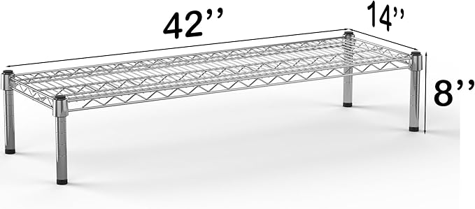 14''W x 42''L x 8''H Chrome Plated Wire Dunnage Rack | Off The Floor Storage - Image 3