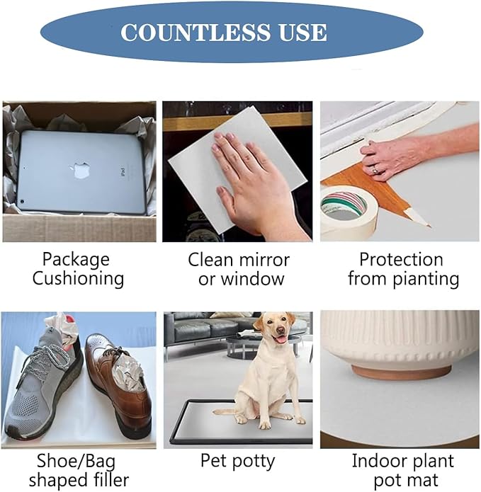 White Packing Paper Roll 12”W x 350'L Newsprint Paper Roll - Image 5
