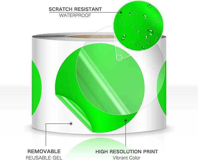 500 PCS Dot Sticker Tape 2" Inch Round Color Coding Labels Removable Writable - Image 6
