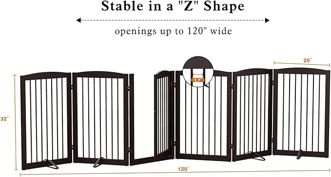 Freestanding Pet Gate with Door, Tall Dog Gate - Image 6