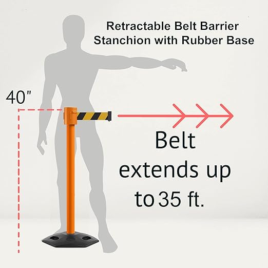 Montour Line MSR760 Set of 2 Retractable Belt Barrier Stanchion, Rubber Base - Image 2
