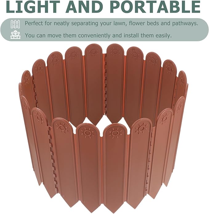 Plastic Garden Lawn Fence Panel High Long Deep Brown Landscape Edging Border - Image 6