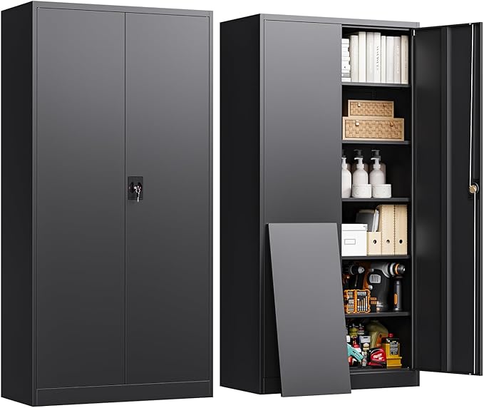 Metal Storage Cabinet with Locking Doors, Tall Cabinets by LISSIMO